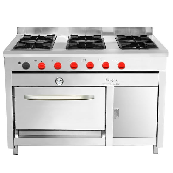 Cocina 6 Platos Inoxidable N°4 + Calienta Platos Inoxidable_GN