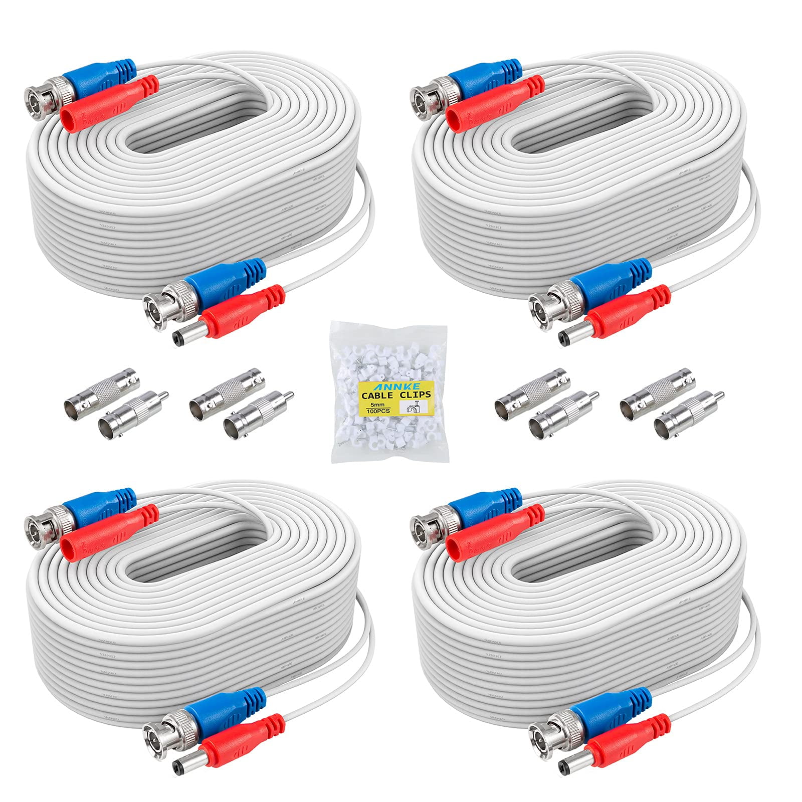 Paquete De 4 Cables De Alimentación De Vídeo Annke De 30 M Con Conectores Y Clips
