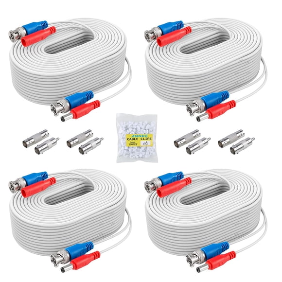 Paquete de 4 cables de alimentación de vídeo ANNKE de 30 m con conectores y clips