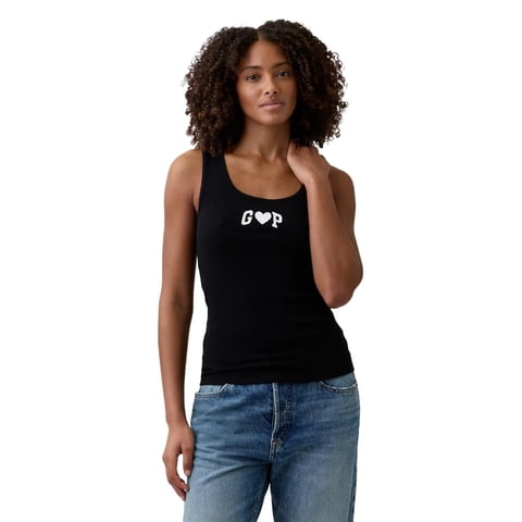 Camiseta Sin Mangas Gap Con Forma De Corazón Acanalado Para Mujer, Talla M