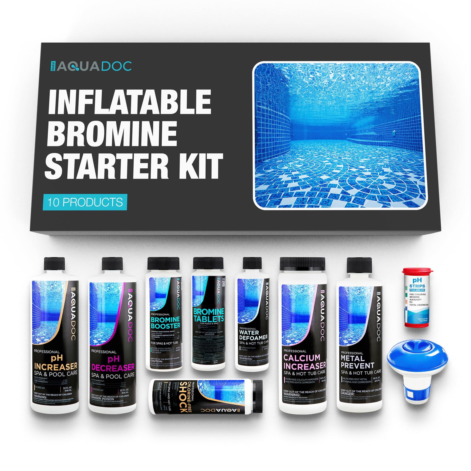 Mav Aquadoc - Kit Químico Inflable Para Bañeras De Hidromasaje, Tabletas De Bromo Aquadoc