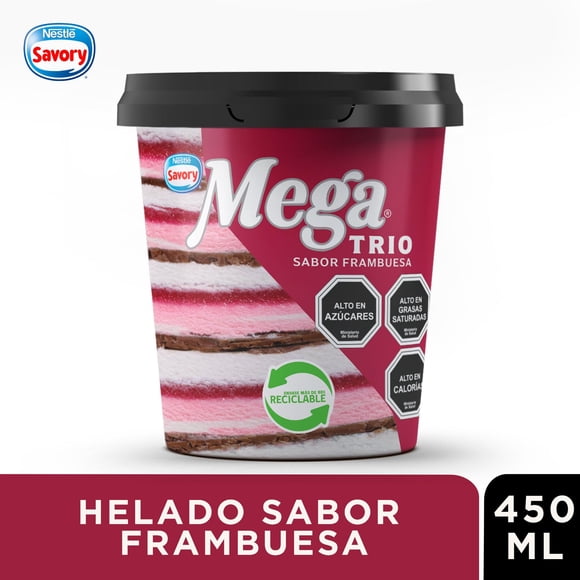 Helado Mega Trio Frambuesa Pote, 450 ml