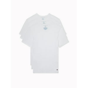 Camiseta Tommy Hilfiger De Algodón Con Cuello En V Para Hombre, Paquete De 3 Unidades, Color Blanco