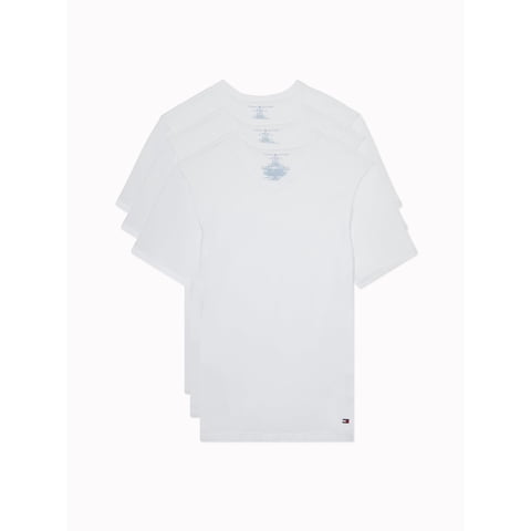 Camiseta Tommy Hilfiger De Algodón Con Cuello En V Para Hombre, Paquete De 3 Unidades, Color Blanco