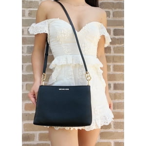 Cartera Michael Kors Crossbody Trisha De Piel M Tres Compartimentos, Negro
