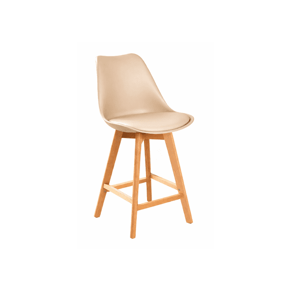 Taburete Tulip Wood Acolchado 66cm - Beige