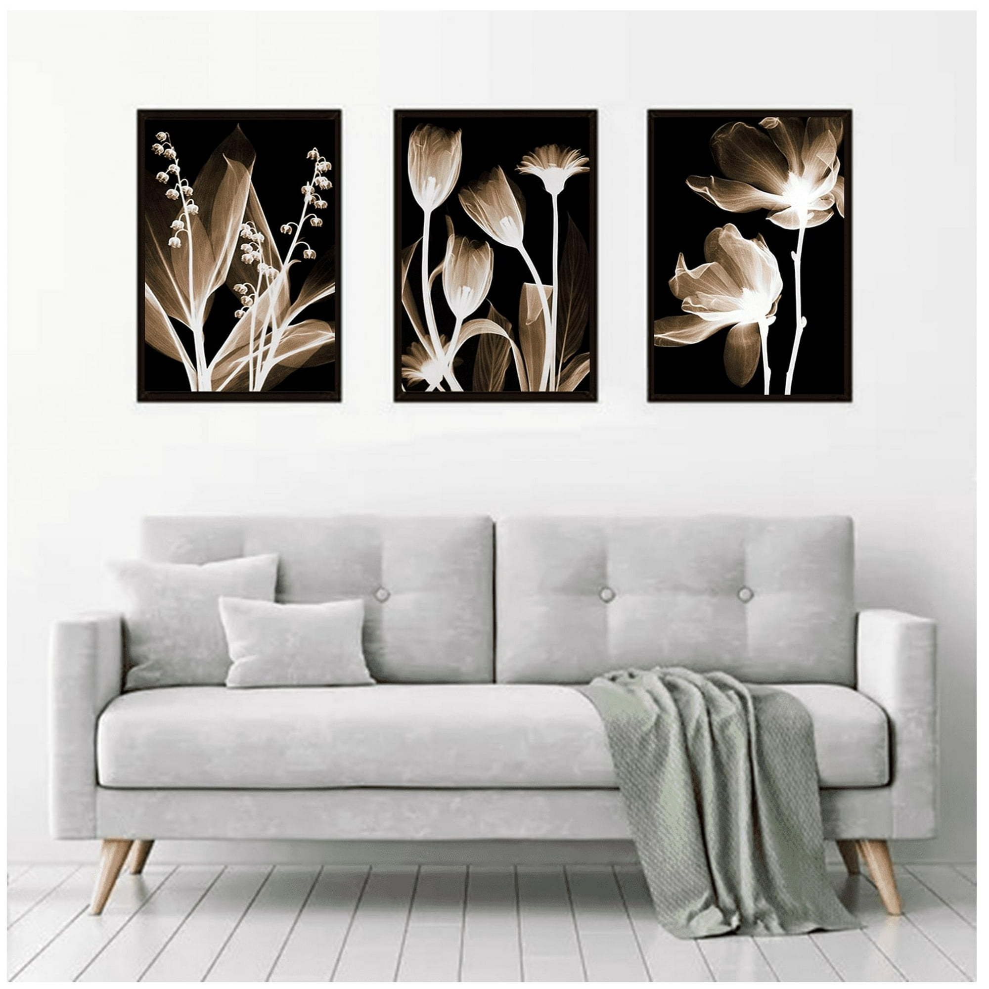 Genérico - Cuadros Decorativos De Flores Pack X 3 Uds 35x50 Cm C/u