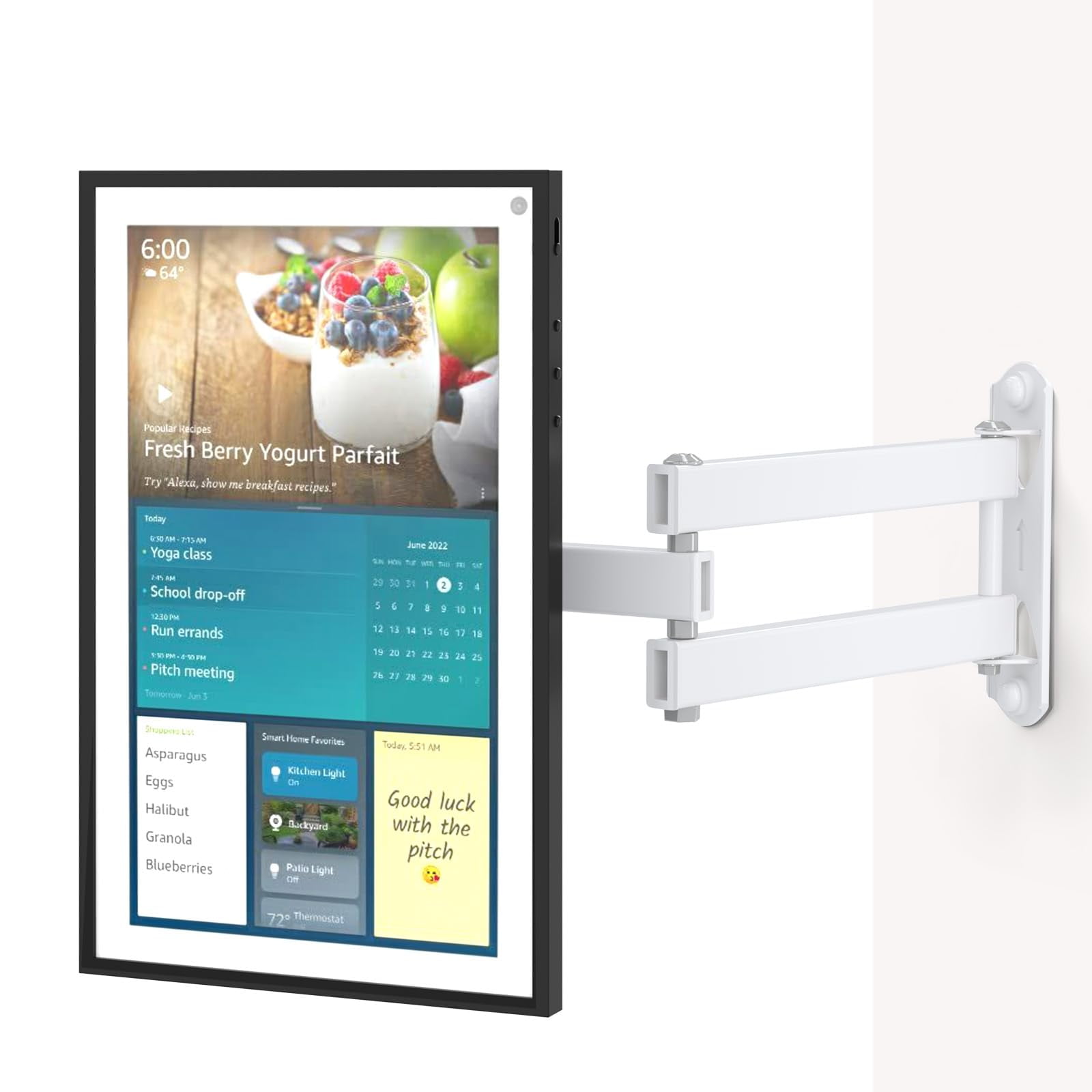 Soporte De Pared Para Echo Show 15 Wali, Ajustable, Blanco