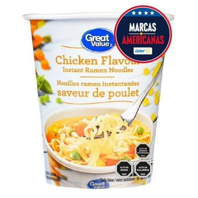 Fideos Instantáneos Sabor Pollo Pote 64 G Great Value