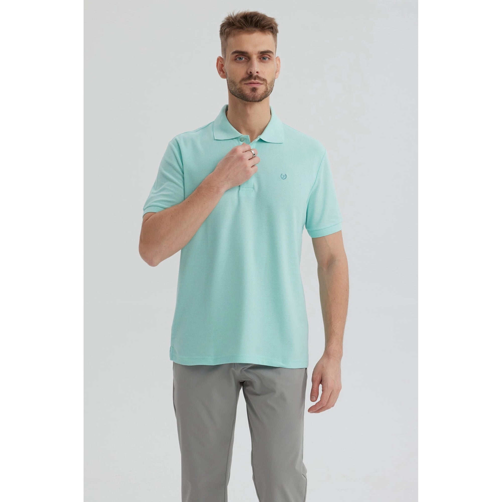 Fashionspark - Polera Hombre Piqué Básica Lisa Verde Claro