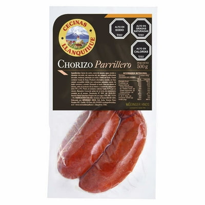 Chorizo Parrillero Paquete 8 Un 500 G Llanquihue