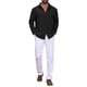 thumbnail image 2 of INSPIRE CHIC Camisa Texturizada a Cuadros para Hombre Camisa Casual de Bolsillo Sólido de Manga Larga XL Negro, 2 of 6