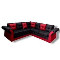 Muebles Duna - Seccional 5 Cuerpos Marsella Bicolor Lino Negro Rojo
