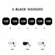 thumbnail image 4 of Marcadores de Alcohol Arhomet 6 unidades Negro con Puntas Dobles - Set de Arte, 4 of 7