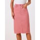 thumbnail image 2 of INSPIRE CHIC Falda de Mezclilla de Cintura Alta para Mujer, Falda de Jean a la Rodilla con Dobladillo Deshilachado y Bolsillos Rosa XL, 2 of 6