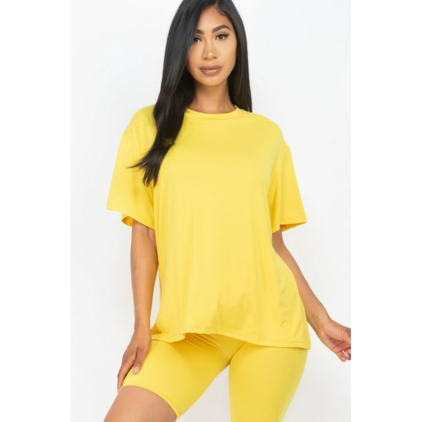 Conjunto De Top Holgado Y Shorts De Ciclista