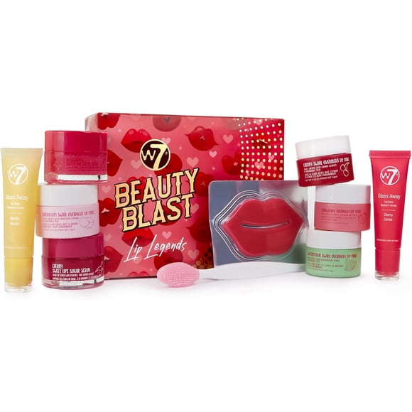 Set Labial W7 Beauty Blast Lip Legends Máscara Bálsamo Exfoliante