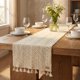 thumbnail image 1 of Camino de Mesa REGALWOVEN para Decoración de Cocina, Largo Lavable de Algodón con Borlas para Cocina y Comedor, Flor a Rayas 70.9 pulgadas, 1 of 6