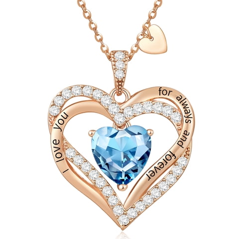 Heshpaws - Collar Love Pendant Con Piedra De Nacimiento Para Mujer