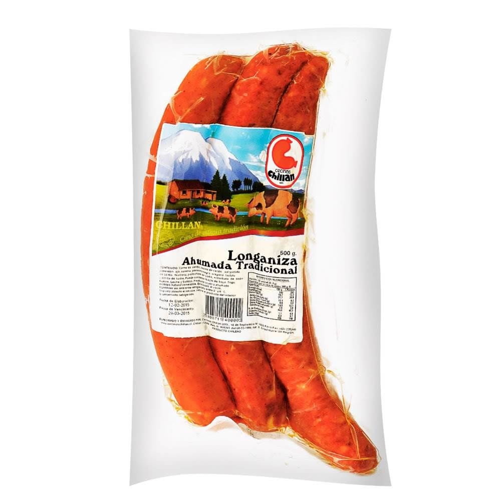 Longaniza Ahumada Tradicional Al Vacio 3 Un 500 g Chillán