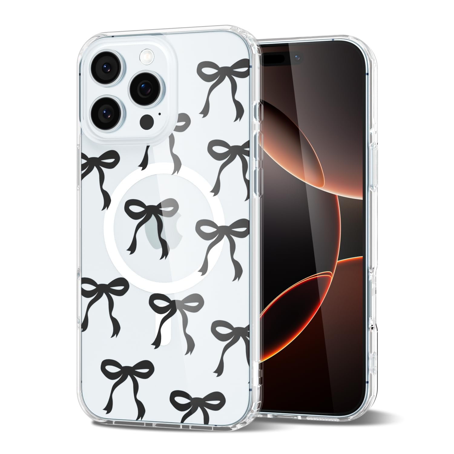 Svanove - Funda De Teléfono Para Iphone 16 Pro Clear Bow Black