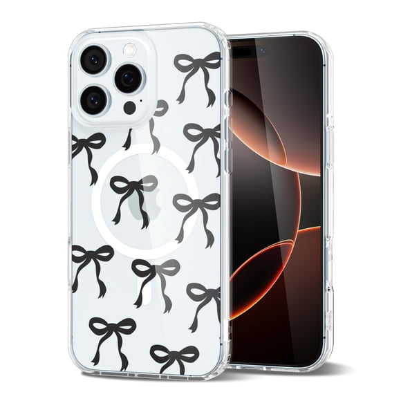 Funda De Teléfono Para Iphone 16 Pro Clear Bow Black