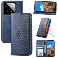 Funda Flip Foxdock Para Xiaomi 14 , Estilo Billetera Con Diseño Rombo, Correa De Mano Y Soporte, Uso Diario