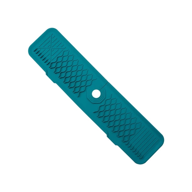 Alfombrilla de silicona para grifo de fregadero plegable de 61x14,5 cm con borde de drenaje para baño, fácil de limpiar y accesorio de almacenamiento, , VERDE