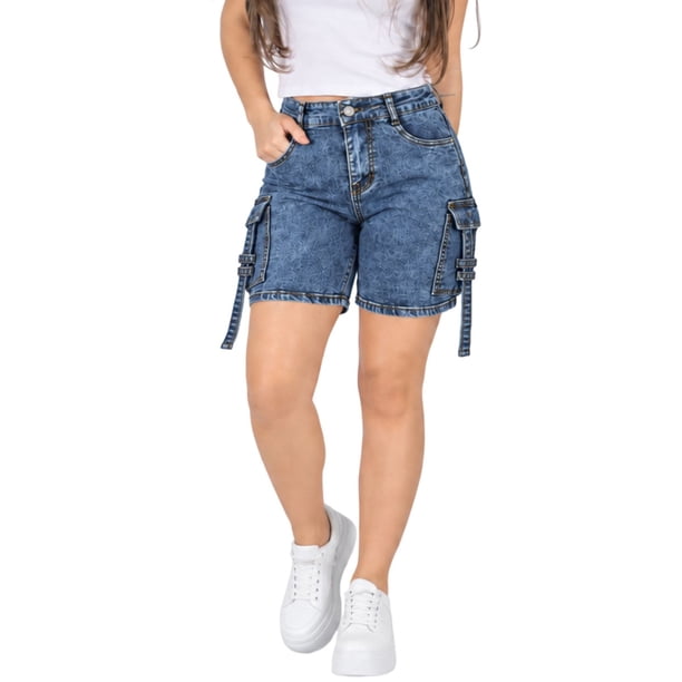 Short Mujer Cargo con Tiro Alto Elasticado 1139-1