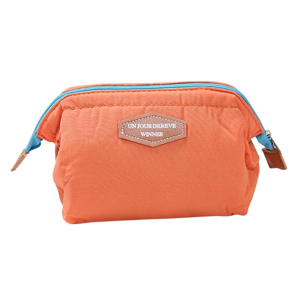 Bolsa De Maquillaje Para Mujer, Pequeña Bolsa De Cosméticos Impresa, Divertida Y Bonita, Neceser, Naranja
