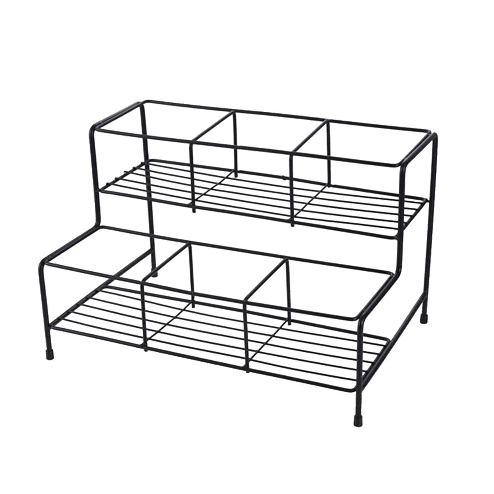 Magideal - Estante De Exhibición De Jarabe De Café, Organizador De Condimentos, Estante De Almacenamiento De Metal, Estante De Vino Para Bar, Estante De Especias 6 Cuadrículas