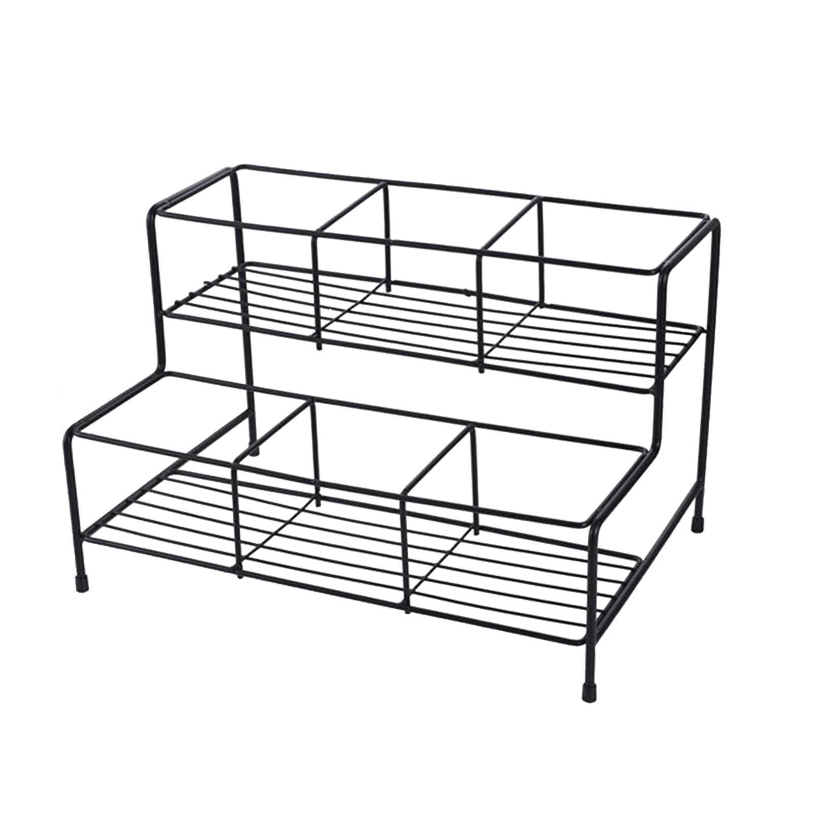 Magideal - Estante De Exhibición De Jarabe De Café, Organizador De Condimentos, Estante De Almacenamiento De Metal, Estante De Vino Para Bar, Estante De Especias 6 Cuadrículas