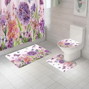 Casadeliacl - Alfombrillas De Baño T.F.I Diseño Varios 180X180 Cm Lila Flores Pequeña