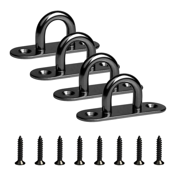 Gancho de techo WOFTD M5 de acero inoxidable, paquete de 4, negro