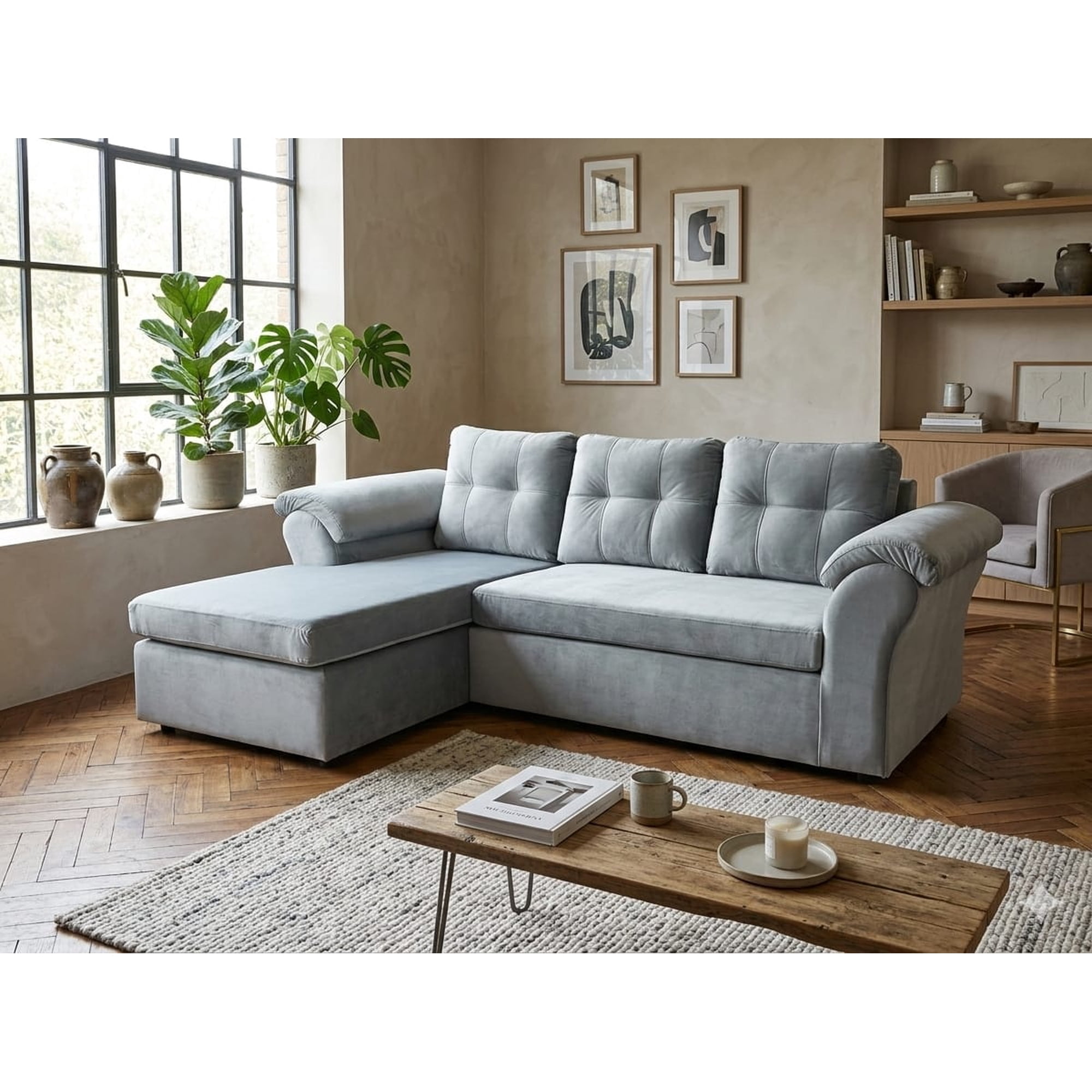 Sofa Modular Laos 3.1 Intercambiable Felpa Gris Claro | Lider