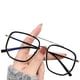 thumbnail image 1 of Gafas de doble haz de luz azul, gafas para computadora con bloqueo UV, lentes transparentes, gafas de metal., 1 of 5