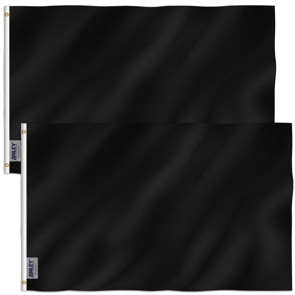 Flag Anley Fly Breeze, poliéster, 90 x 150 cm, negro liso (paquete de 2)