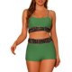 thumbnail image 1 of Conjuntos de Bikini de Color Contrastante para Mujer 2 Piezas de Cintura Alta con Escote Redondo Traje de Baño Talla X-Small Verde Militar, 1 of 5