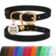 thumbnail image 1 of Collar para gatos Bronzedog de piel con cascabeles extraíbles para gatos, color negro, 1 of 7