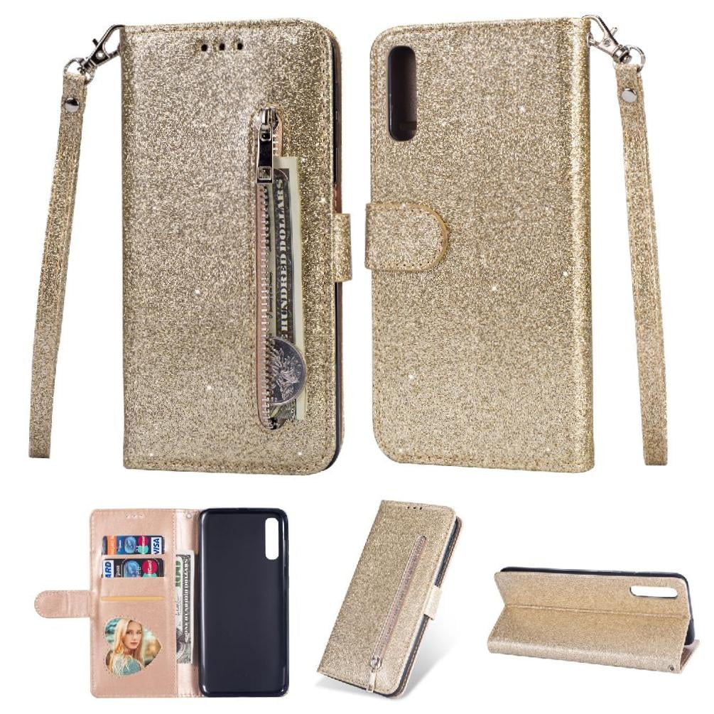 Funda Para Foxdock Elegante Funda Samsung Galaxy A50 Glitter Con Cremallera-ideal Para El Uso Diario