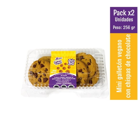 Pack x2 mini galletón vegano con chispas de chocolate