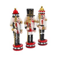 Magideal - 3 Piezas Cascanueces De Navidad Figuras De Cascanueces De Navidad Estatua De 5,51 Pulgadas Favores De Fiesta Adornos De Cascanueces De Madera Para Est
