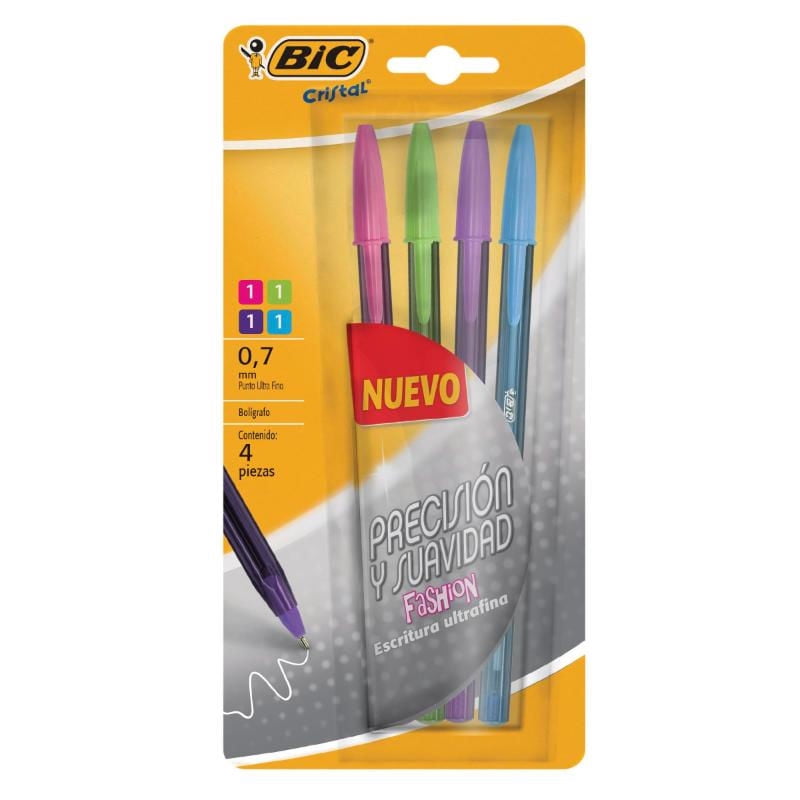 Bolígrafos Ultrafinos 0,7mm X 4 Morado/rosado/turquesa/verde Bic
