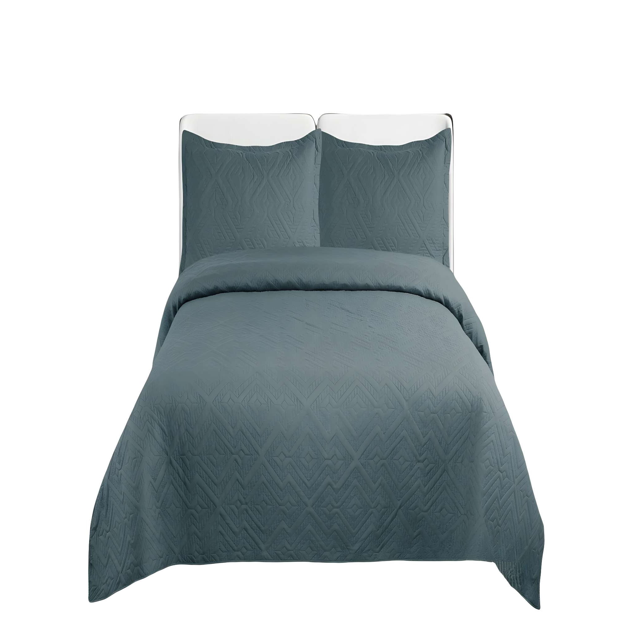 Genérico - Quilt Cubrecama De Verano Con Colores Lisos 2 Plazas Gris Oscuro