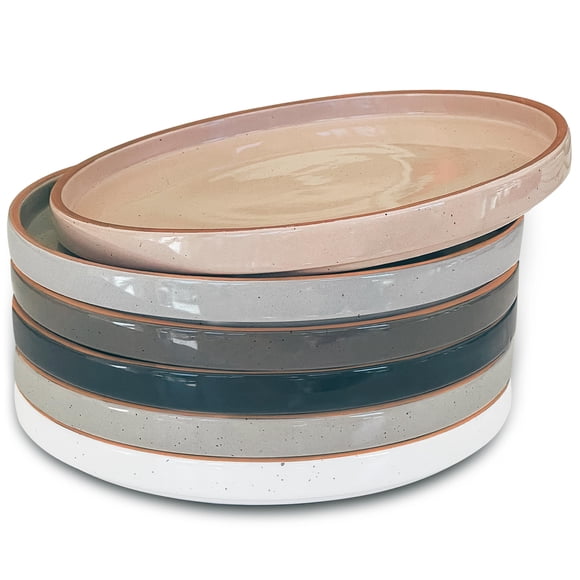 Juego de platos MORA Ceramic Flat de 20 cm, juego de 6 colores neutros