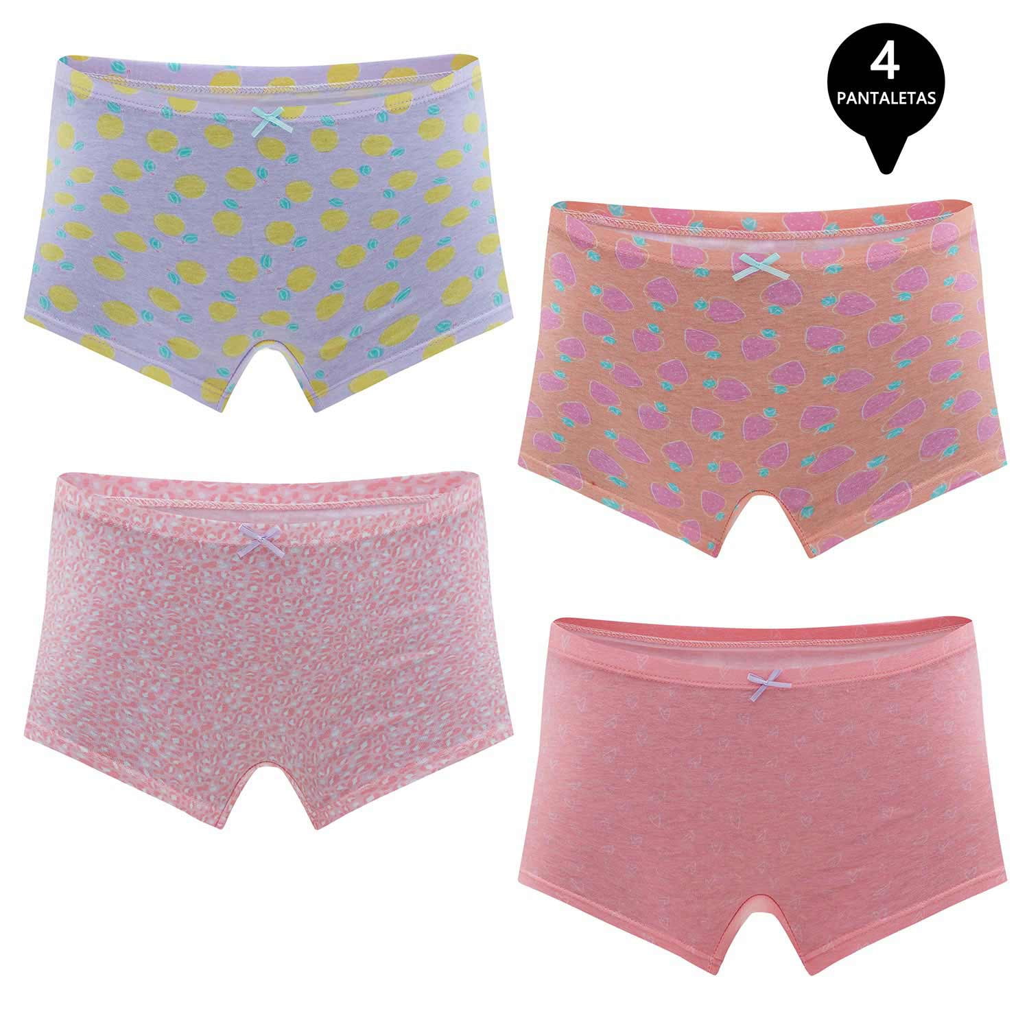 Giovacchino - Calzon Boxer Pantaletta Algodón Niña Pack 4