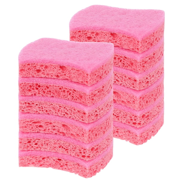Esponjas de Cocina REGALWOVEN No Rayan, Esponjas de Doble Cara para Lavar Platos, Ollas y Sartenes, Esponjas de Limpieza para Cocina, Hogar, Baño Rosa 12 Piezas