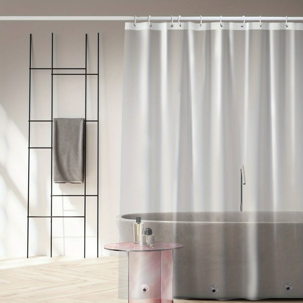 1pc Transparent Shower Curtain, Waterproof And Mildew-Proof Fabric Shower Curtain Liner, Bathroom Accessories