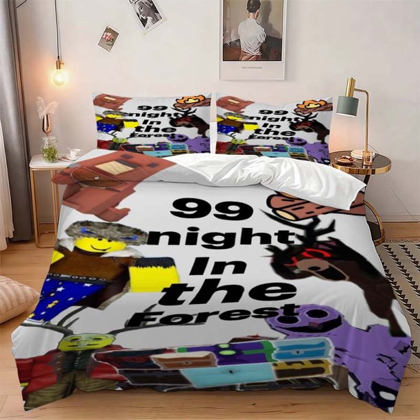 3pcs Forest 99 Nights Survival Themed Bedding Set Duvet Cover and Pillowcase Set Soft and Comfortable
