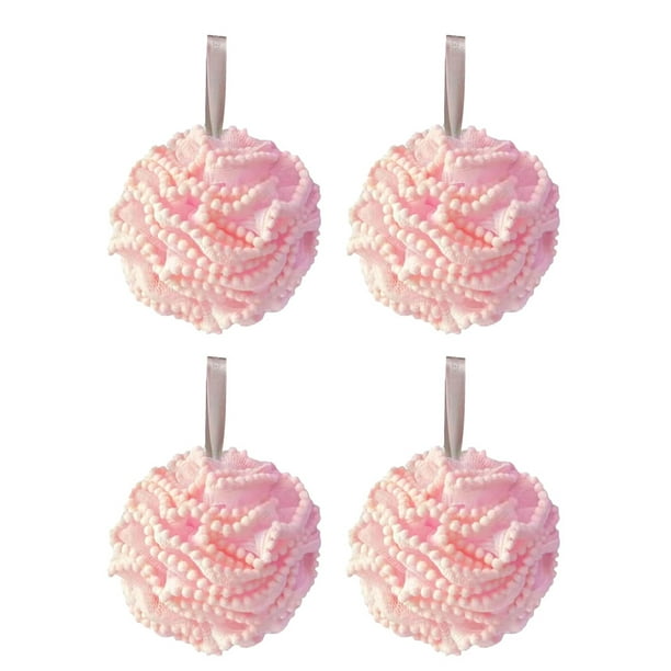 4 esponjas exfoliantes de tejido familiar para ducha, bolsa de red, cepillo para bañera, bola exfoliante, cara, cuerpo, bacinilla, espuma rica
